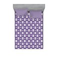 thumbnail image 1 of Ambesonne Geometric Fitted Sheet & Pillow Sham Set, 4 Leaf Clovers Motif, Full, Lilac Dark Violet, 1 of 2