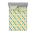 thumbnail image 1 of Ambesonne Geometric Fitted Sheet & Pillow Sham Set, Abstract Circle Cube, Queen, Yellow and Blue, 1 of 2