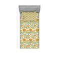 thumbnail image 1 of Ambesonne Geometric Fitted Sheet & Pillow Sham Set, Abstract Shapes Mix, Twinxl, Orange Green Pale Blue, 1 of 3