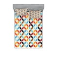 thumbnail image 1 of Ambesonne Geometric Fitted Sheet & Pillow Sham Set, Bound Square Circle, Full, Multicolor, 1 of 2