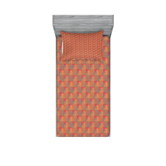 Ambesonne Geometric Fitted Sheet & Pillow Sham Set, Colorful Spirals Backdrop, Twin, Multicolor