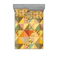 thumbnail image 1 of Ambesonne Geometric Fitted Sheet & Pillow Sham Set, Colorful Triangle Patches, Full, Multicolor, 1 of 2