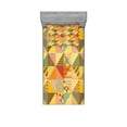 thumbnail image 1 of Ambesonne Geometric Fitted Sheet & Pillow Sham Set, Colorful Triangle Patches, Twinxl, Multicolor, 1 of 2