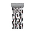 thumbnail image 1 of Ambesonne Geometric Fitted Sheet & Pillow Sham Set, Creative Modern Shapes, Twin, Grey Vermilion, 1 of 2