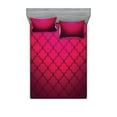 thumbnail image 1 of Ambesonne Geometric Fitted Sheet & Pillow Sham Set, Damask Vintage Design, Full, Hot Pink Fuchsia, 1 of 2