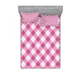 thumbnail image 1 of Ambesonne Geometric Fitted Sheet & Pillow Sham Set, Diagonal Pastel Color, Queen, Fuchsia Pale Pink White, 1 of 3