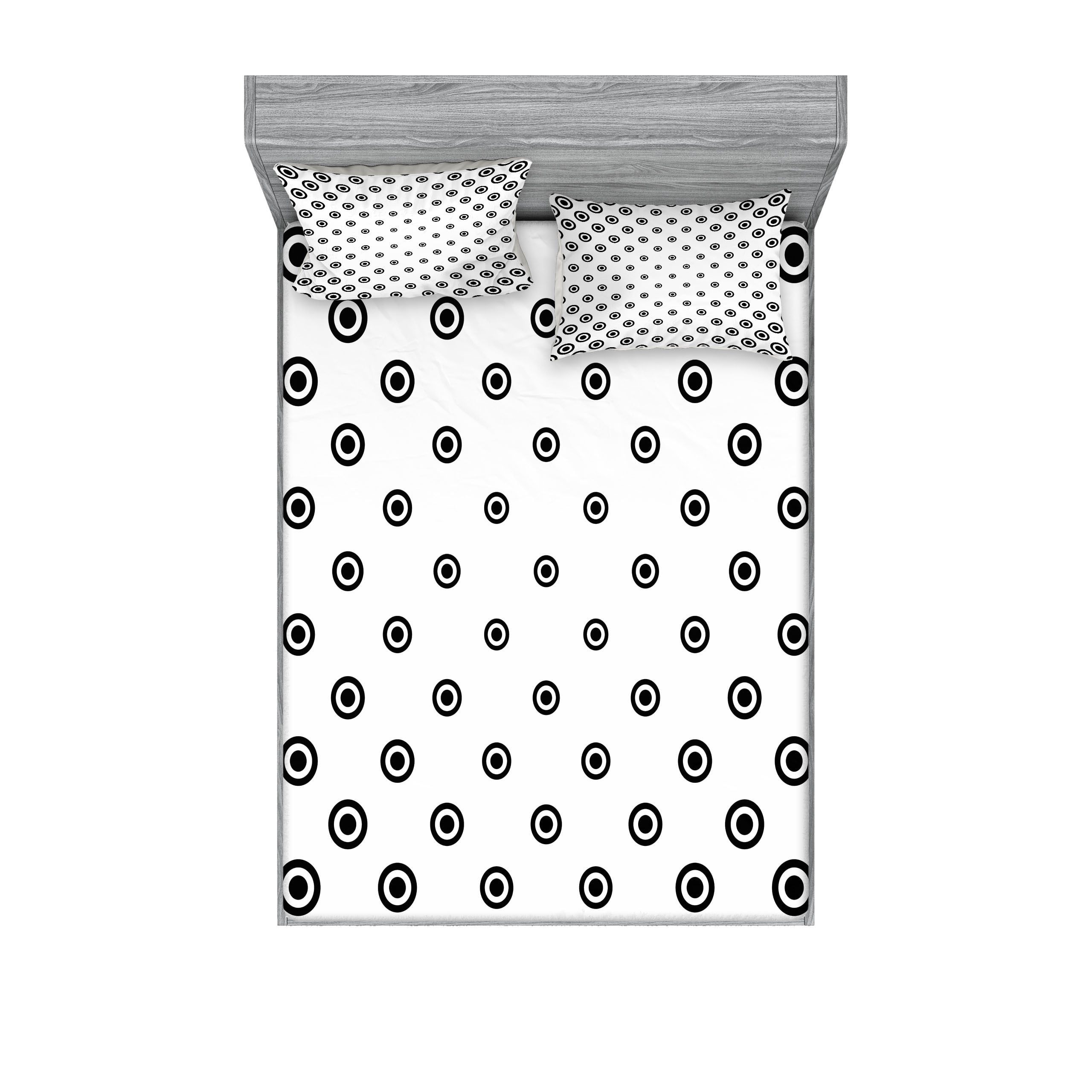 White and Black Polka Dot Microfiber Queen Sheet Set
