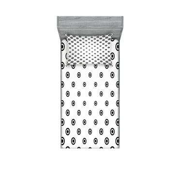 Ambesonne Geometric Fitted Sheet & Pillow Sham Set, Different Shapes, Twin, Black White