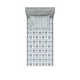 thumbnail image 1 of Ambesonne Geometric Fitted Sheet & Pillow Sham Set, Floral Damask Skulls, Twin, Pale Blue Purple White, 1 of 3