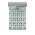 thumbnail image 1 of Ambesonne Geometric Fitted Sheet & Pillow Sham Set, Floral Leaf Petals, Queen, Pale Grey Blue, 1 of 2