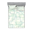 thumbnail image 1 of Ambesonne Geometric Fitted Sheet & Pillow Sham Set, Future Town Design, Full, Mint Green Royal Blue, 1 of 2