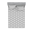 thumbnail image 1 of Ambesonne Geometric Fitted Sheet & Pillow Sham Set, Geometrical Leaves, Full, Charcoal Grey White, 1 of 2