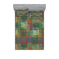 thumbnail image 1 of Ambesonne Geometric Fitted Sheet & Pillow Sham Set, Grunge Folk Rainbow, Full, Multicolor, 1 of 2