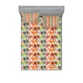 thumbnail image 1 of Ambesonne Geometric Fitted Sheet & Pillow Sham Set, Hexagonal Shape Retro, Queen, Mustard Orange, 1 of 3