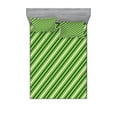 thumbnail image 1 of Ambesonne Geometric Fitted Sheet & Pillow Sham Set, Irish Striped Pattern, Full, Lime Green Dark Green, 1 of 2