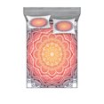 thumbnail image 1 of Ambesonne Geometric Fitted Sheet & Pillow Sham Set, Mandala Orient Heart, Queen, Multicolor, 1 of 2