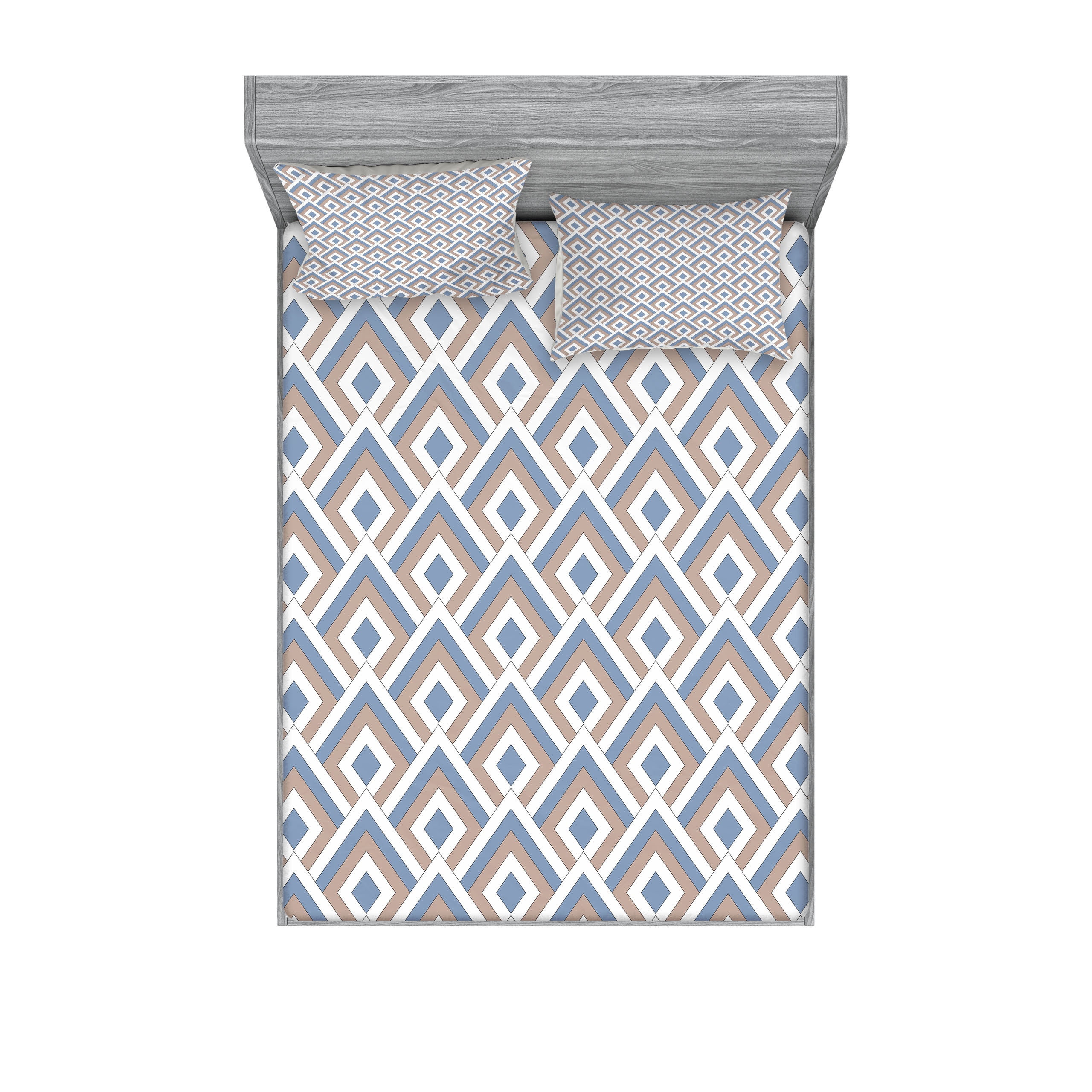 Ambesonne Geometric Fitted Sheet & Pillow Sham Set, Modern Nested ...