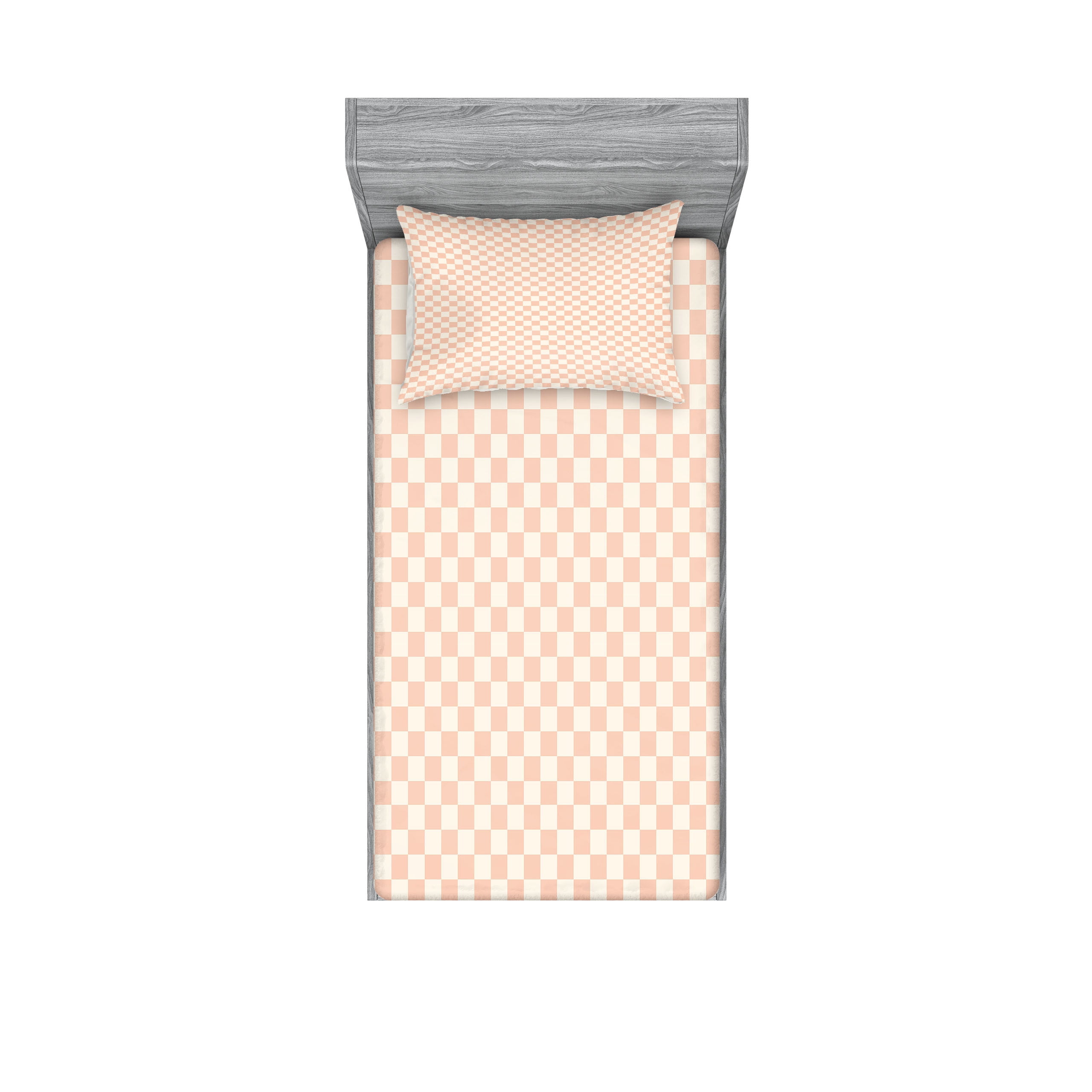 Twin XL Beige Checkered Microfiber Sheet Set