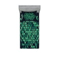 thumbnail image 1 of Ambesonne Geometric Fitted Sheet & Pillow Sham Set, Ombre Maze Lines, Twinxl, Green and Blue, 1 of 2