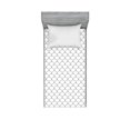 thumbnail image 1 of Ambesonne Geometric Fitted Sheet & Pillow Sham Set, Oriental Waves Sketch, Twinxl, Charcoal Grey White, 1 of 2