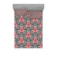 thumbnail image 1 of Ambesonne Geometric Fitted Sheet & Pillow Sham Set, Oval Mosaic, Full, Red Black, 1 of 2