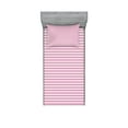 thumbnail image 1 of Ambesonne Geometric Fitted Sheet & Pillow Sham Set, Pink Tones Stripes, Twinxl, Pink Grey White, 1 of 2