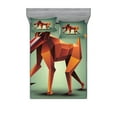 thumbnail image 1 of Ambesonne Geometric Fitted Sheet & Pillow Sham Set, Polygonal Wild Monkey, Full, Forest Green Orange, 1 of 2