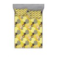 thumbnail image 1 of Ambesonne Geometric Fitted Sheet & Pillow Sham Set, Psychedelic Rings, Queen, Mustard, 1 of 2