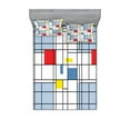 thumbnail image 1 of Ambesonne Geometric Fitted Sheet & Pillow Sham Set, Quadratic Striped Grid, Full, Multicolor, 1 of 3