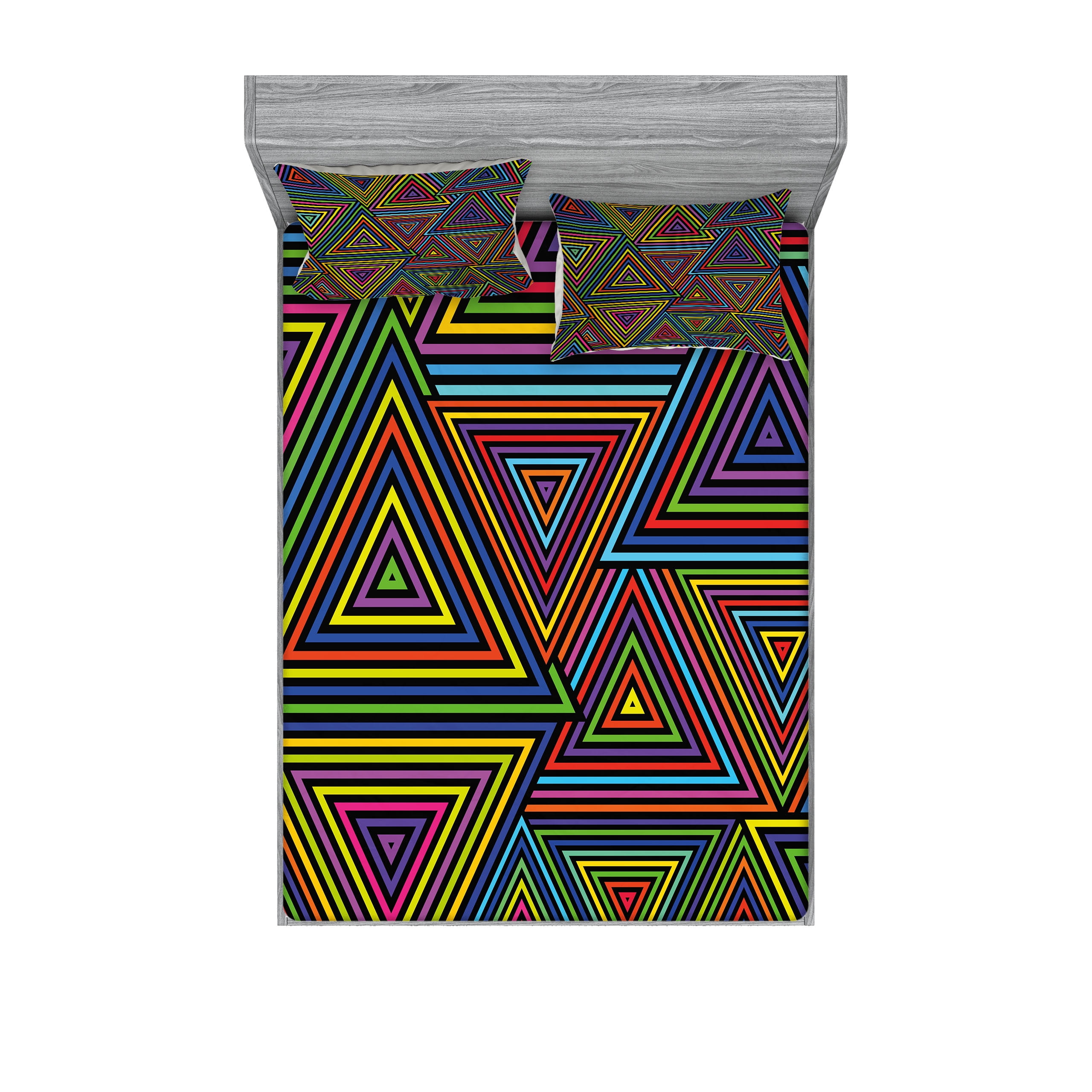 Full Multicolor Geometric Microfiber Sheet Set