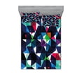 thumbnail image 1 of Ambesonne Geometric Fitted Sheet & Pillow Sham Set, Retro Colorful Mosaic, Full, Multicolor, 1 of 2