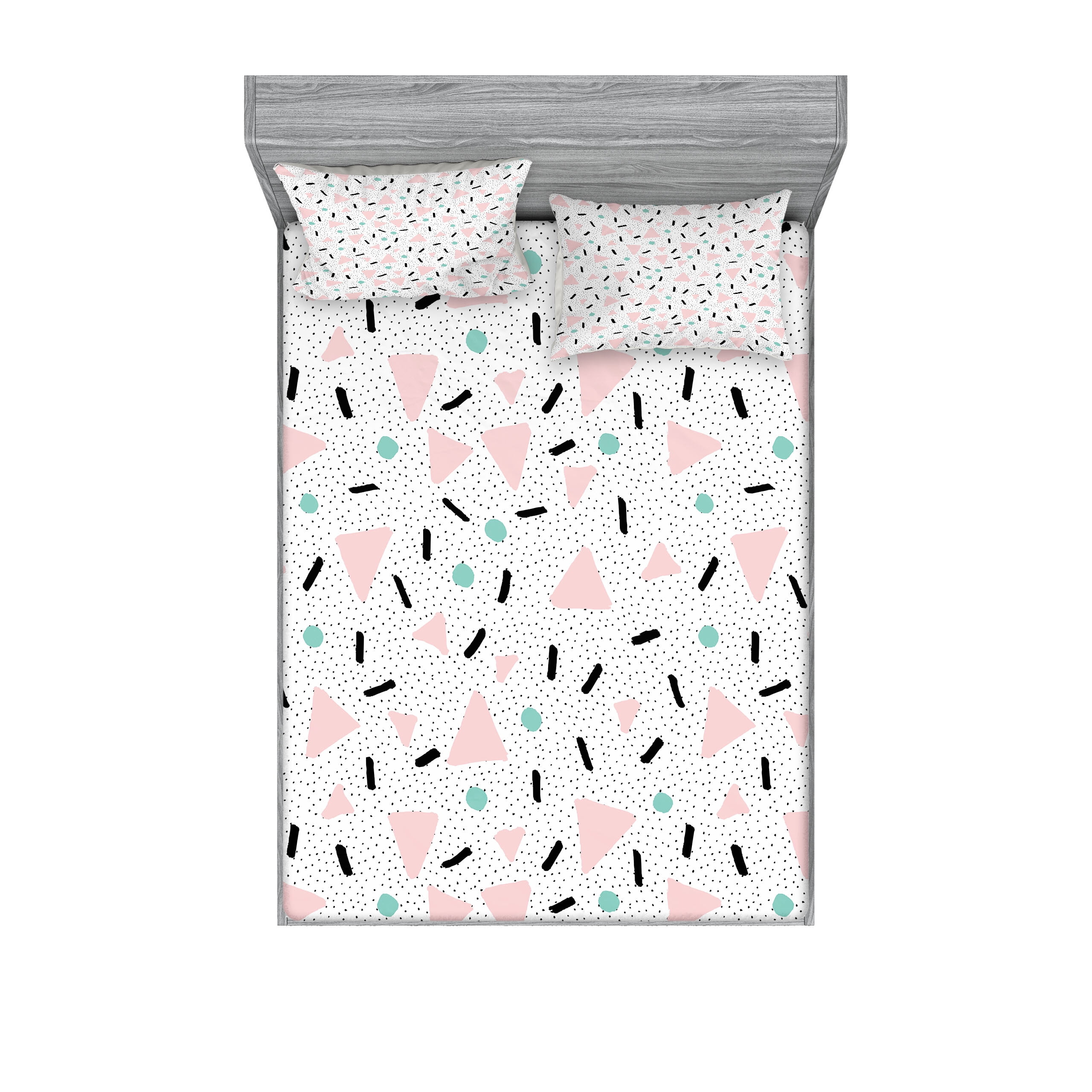 Full White Microfiber Geometric Print Sheet Set
