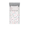 thumbnail image 1 of Ambesonne Geometric Fitted Sheet & Pillow Sham Set, Retro Triangles Dots, Twinxl, Pale Pink Teal Black, 1 of 2