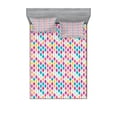 thumbnail image 1 of Ambesonne Geometric Fitted Sheet & Pillow Sham Set, Rhombus Shapes Abstract, Full, Multicolor, 1 of 2