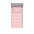 thumbnail image 1 of Ambesonne Geometric Fitted Sheet & Pillow Sham Set, Rhombus Stripes Line, Twinxl, Pale Pink, 1 of 3