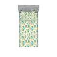 thumbnail image 1 of Ambesonne Geometric Fitted Sheet & Pillow Sham Set, Spiral Circle Tile, Twinxl, Teal Orange, 1 of 2