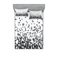 thumbnail image 1 of Ambesonne Geometric Fitted Sheet & Pillow Sham Set, Squares Greyscale, Full, Grey Dark Grey White, 1 of 2