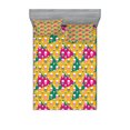 thumbnail image 1 of Ambesonne Geometric Fitted Sheet & Pillow Sham Set, Triangle Head Bones, Queen, Earth Yellow Jade Green, 1 of 3