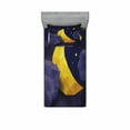 thumbnail image 1 of Ambesonne Geometric Fitted Sheet & Pillow Sham Set, Triangle Night Sky, Twinxl, Navy Blue Yellow, 1 of 3