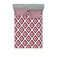 thumbnail image 1 of Ambesonne Geometric Fitted Sheet & Pillow Sham Set, Triangles Art Print, Full, Plum Marigold White, 1 of 2