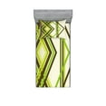 thumbnail image 1 of Ambesonne Geometric Fitted Sheet & Pillow Sham Set, Trippy Diamond Shapes, Twinxl, Lime Green Army Green, 1 of 2