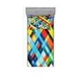 thumbnail image 1 of Ambesonne Geometric Fitted Sheet & Pillow Sham Set, Vivid Retro Lines, Twinxl, Multicolor, 1 of 3