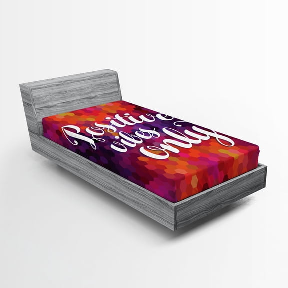 Ambesonne Geometric Fitted Sheet, Positive Vibes Only, Twin XL Size, Multicolor