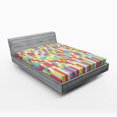 thumbnail image 1 of Ambesonne Geometric Fitted Sheet, Psychedelic Gradient, Full Size, Dried Rose Apple Green, 1 of 2