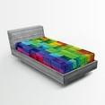 thumbnail image 1 of Ambesonne Geometric Fitted Sheet, Rainbow Color, Twin XL Size, Multicolor, 1 of 3