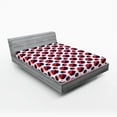 thumbnail image 1 of Ambesonne Geometric Fitted Sheet, Red Circles Rounds, Full Size, Navy Blue Red and White, 1 of 2