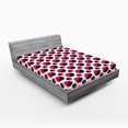thumbnail image 1 of Ambesonne Geometric Fitted Sheet, Red Circles Rounds, Queen Size, Navy Blue Red and White, 1 of 2