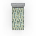 thumbnail image 1 of Ambesonne Geometric Fitted Sheet, Retro Maze Rectangles Art, Twin Size, Champagne and Mustard, 1 of 5