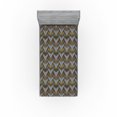 thumbnail image 1 of Ambesonne Geometric Fitted Sheet, Retro Motif of Lines Art, Twin XL Size, Dark Mustard Grey, 1 of 5
