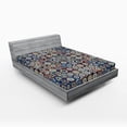 thumbnail image 1 of Ambesonne Geometric Fitted Sheet, Ring Formed Circles, Queen Size, Royal Blue Umber, 1 of 2